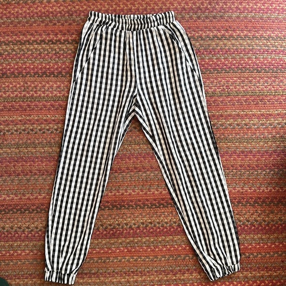 HAYDEN LOS ANGELES BLACK & WHITE GINGHAM CHECKERED PANTS - Picture 1 of 5